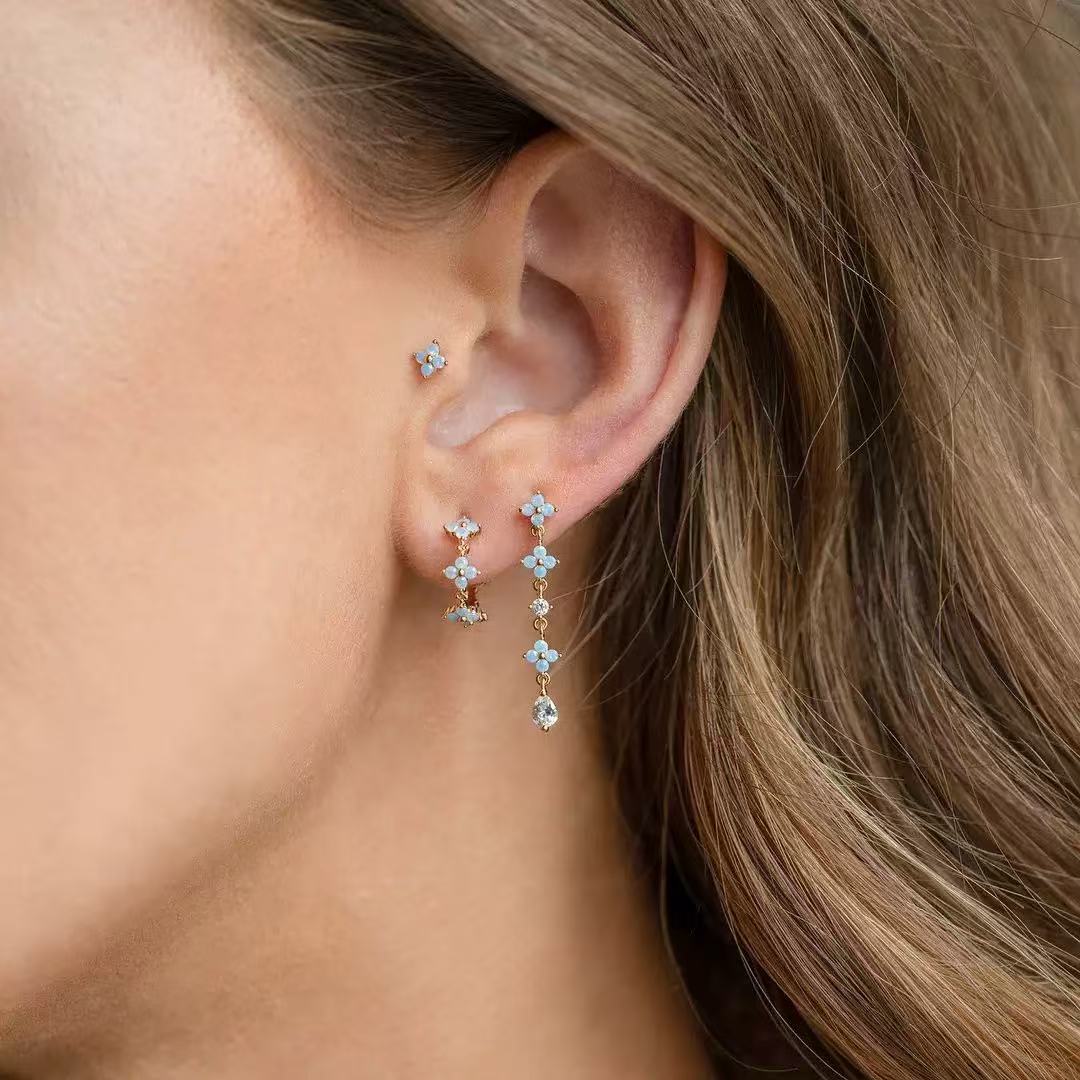 Opal Spring Flower Earrings