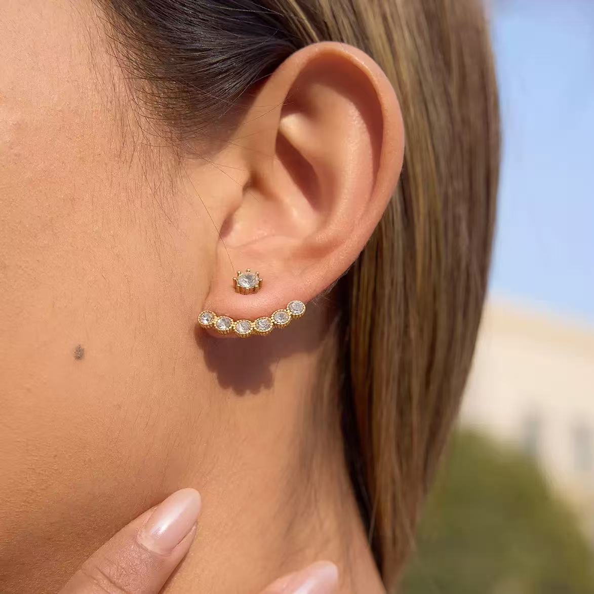 Row Zircon Earrings