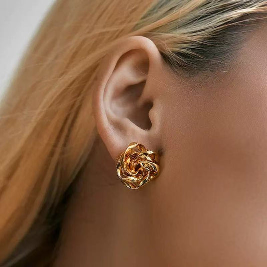 Gold Rose Earrings