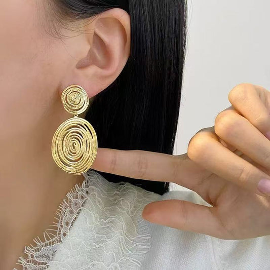 Spiraling Circle Dangle Earrings