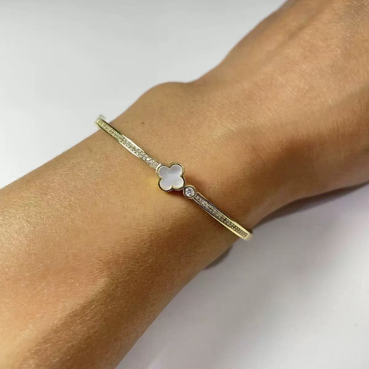 Rhinestone Clamp Studded Bangle