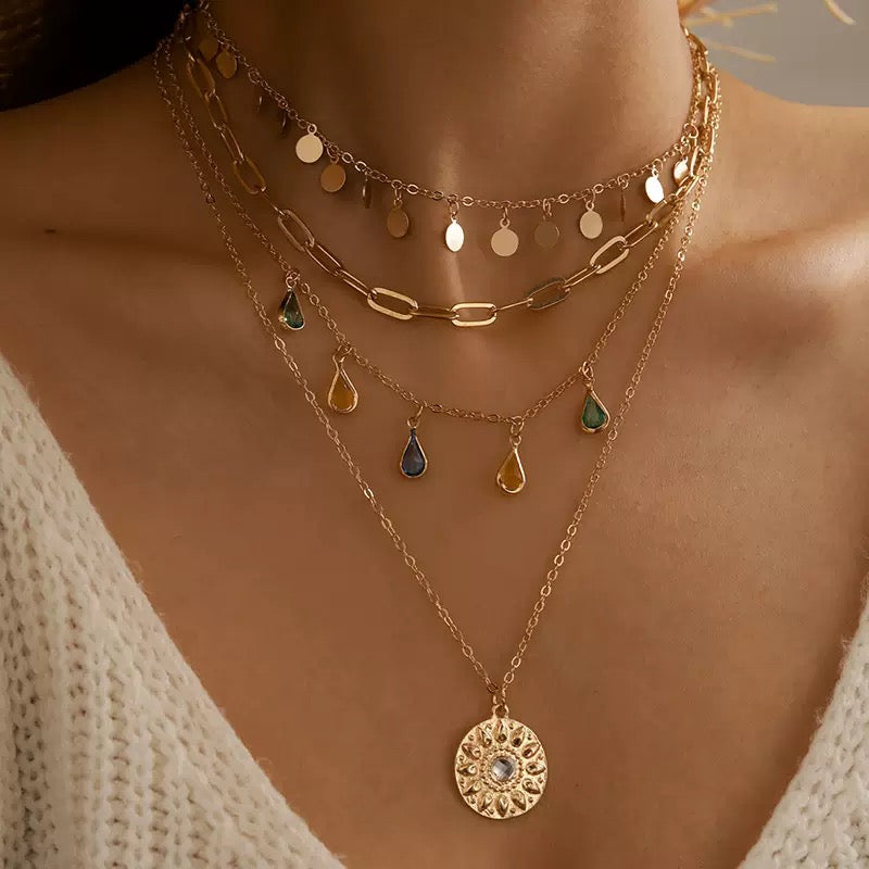 Circle Fringed Multi-layered Necklace