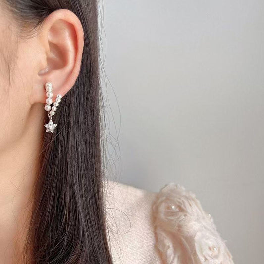 Peal Octagram Earring