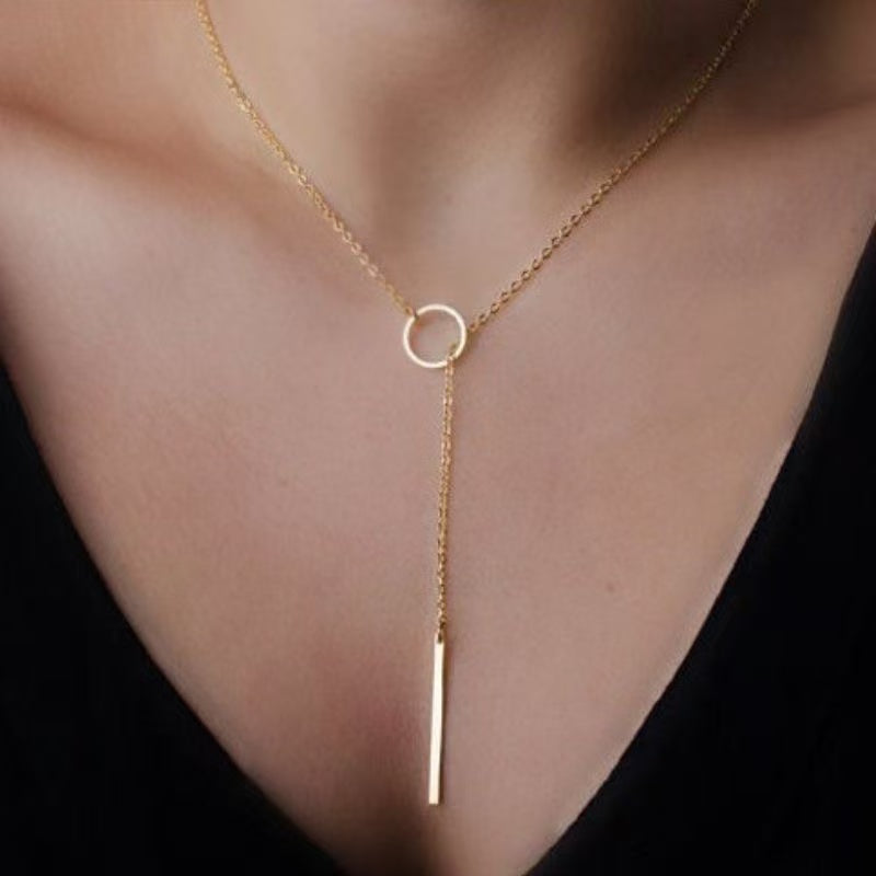 Minimalist Circle & Bar Pendant Necklace