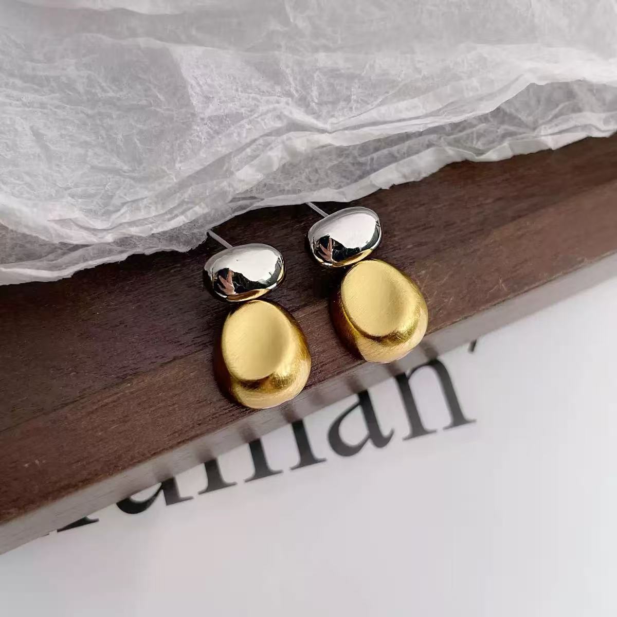 Mixed Metal Dangle Earrings