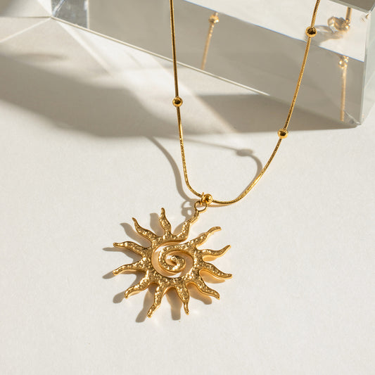 Spiral Sun Gold Necklace
