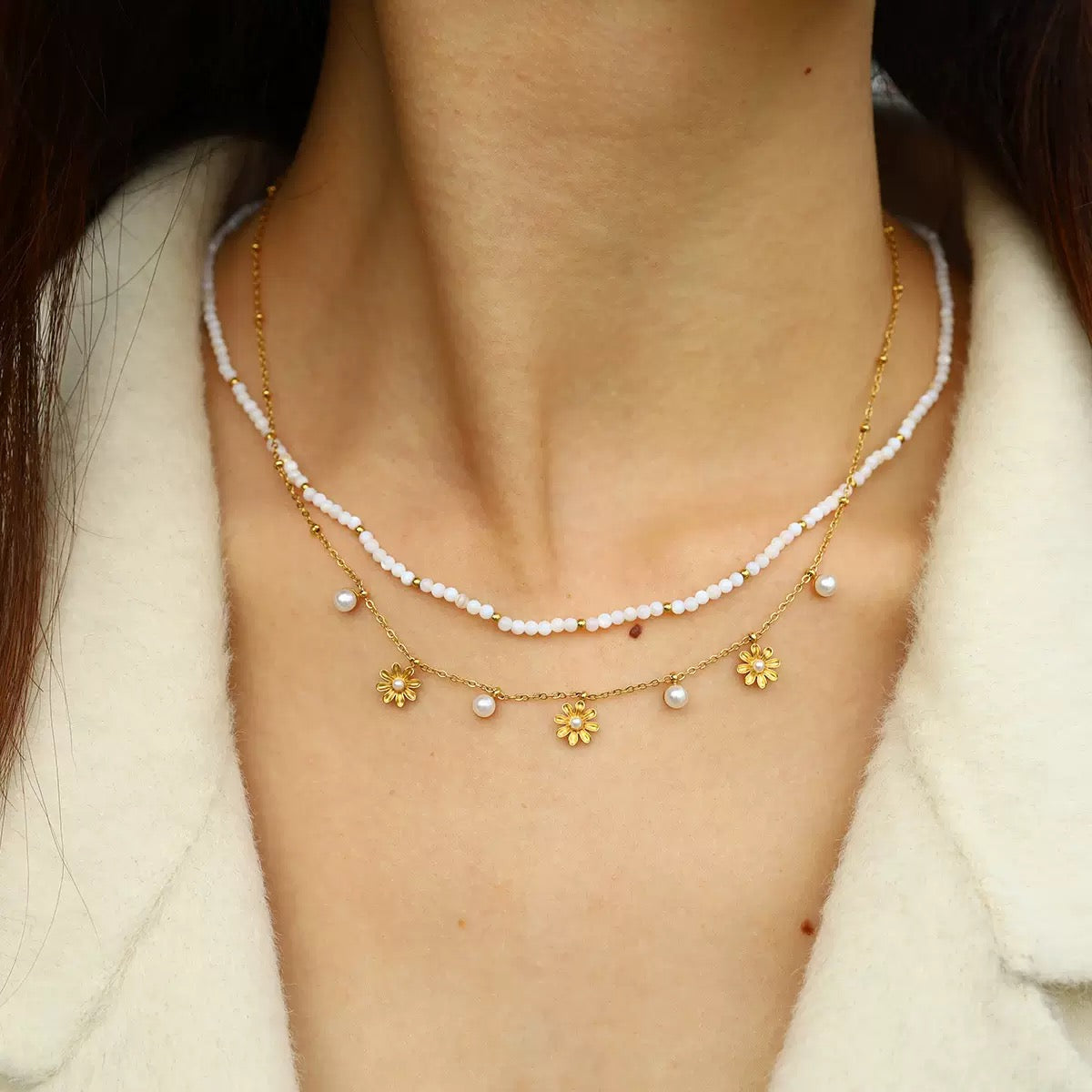 Daisy Pearl Necklace