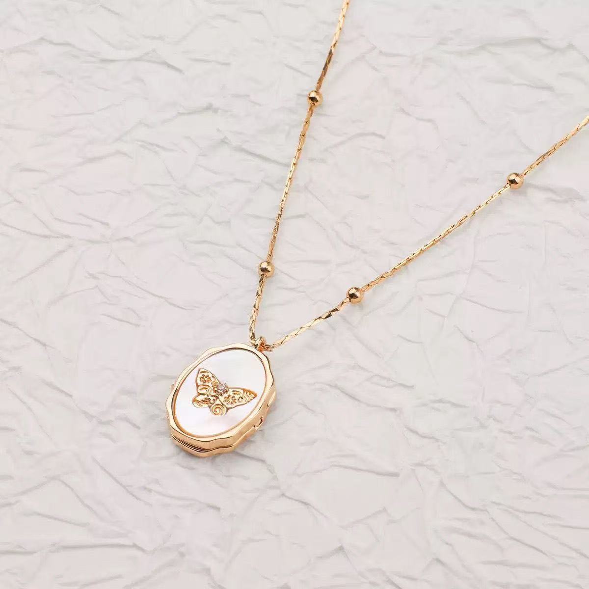 Custom Photo Butterfly Whispers Shell Locket