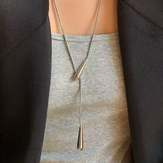 Teardrop Lariat Gold Necklace