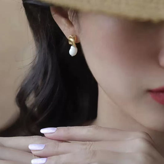 Asymmetric Baroque Pearl Earrings