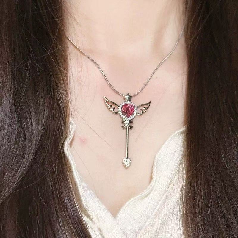 Winged Heart Magic Wand Necklace