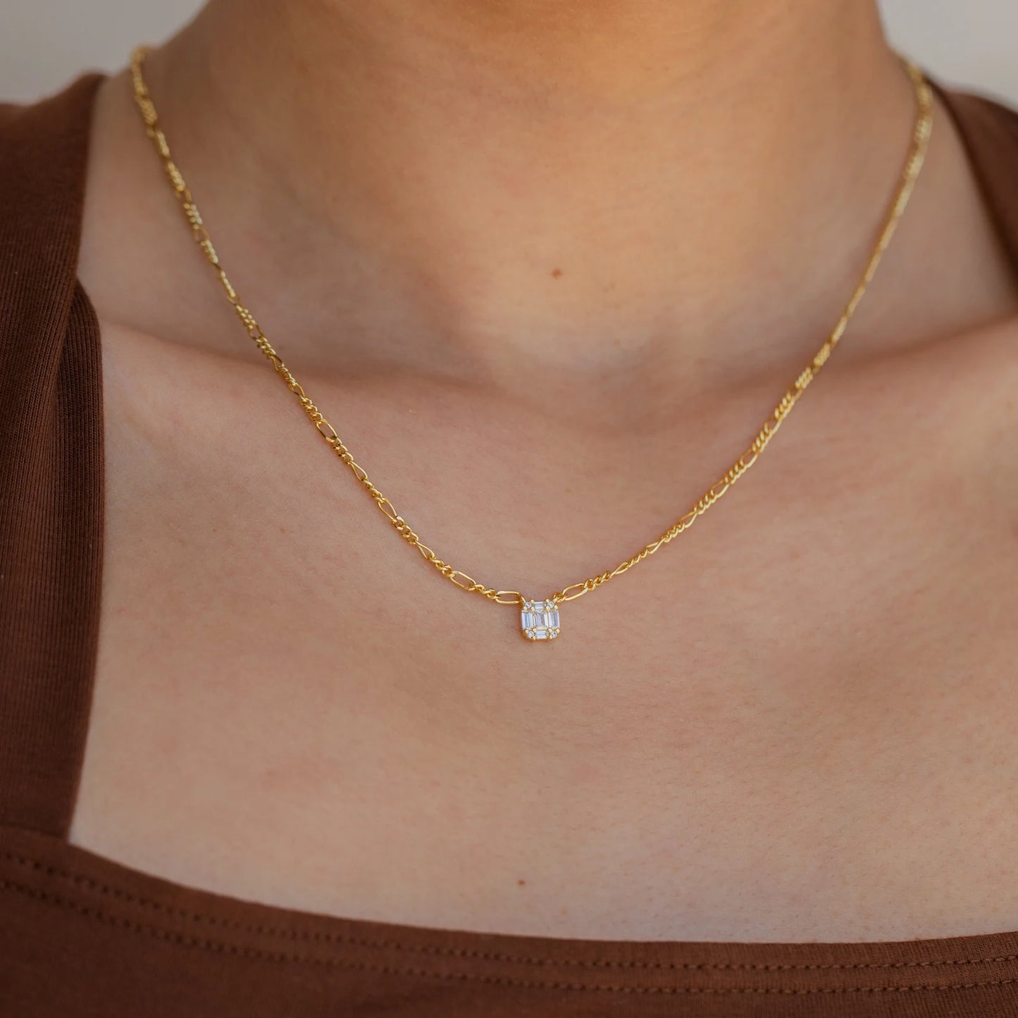Square Diamond Pendant Necklace