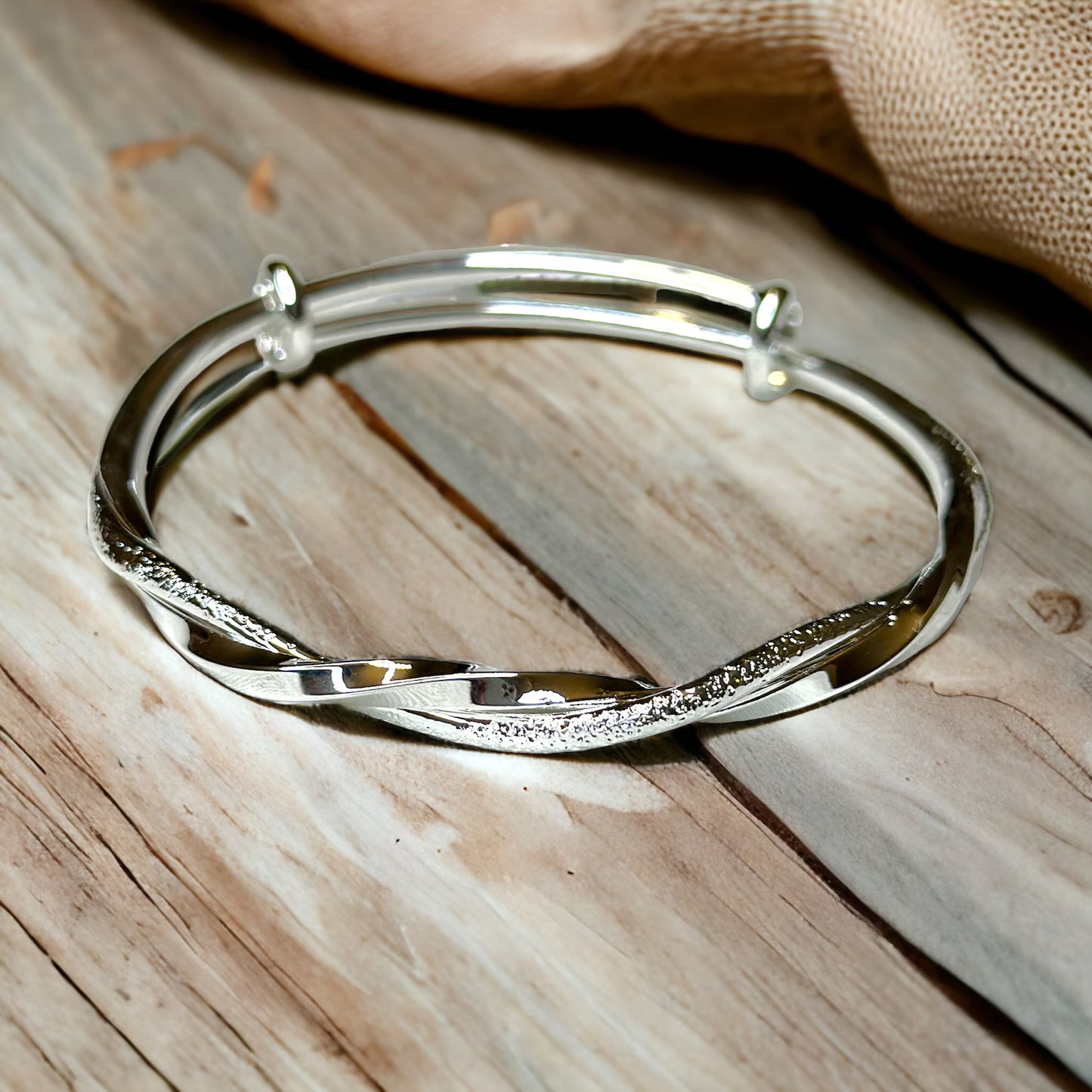 Twisted Silver Bangle
