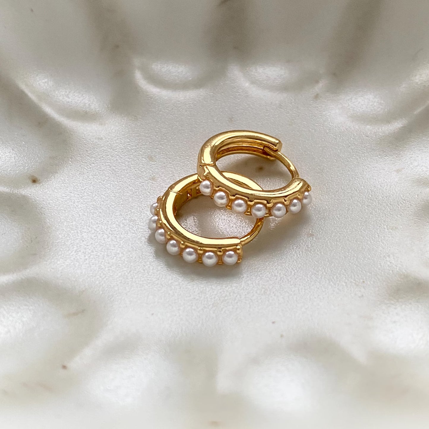 Minimalist Pearl Huggie Earrings