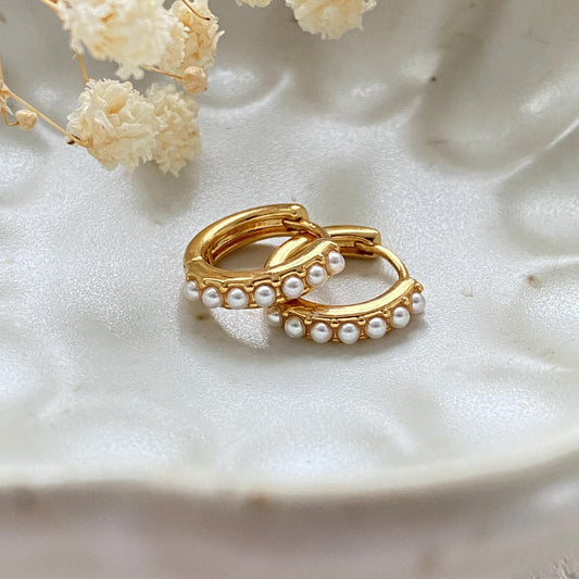 Minimalist Pearl Huggie Earrings