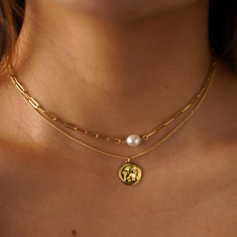 Freshwater Pearl Paperclip Chain Necklace
