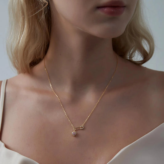 Pink Heart Safety Pin Necklace
