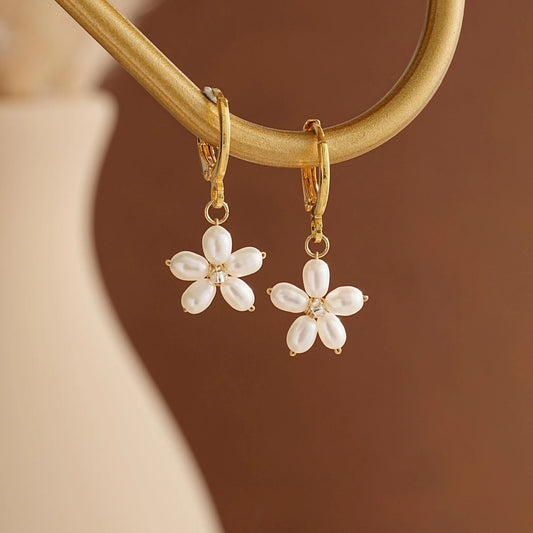 Dainty Flower Hoop Earrings