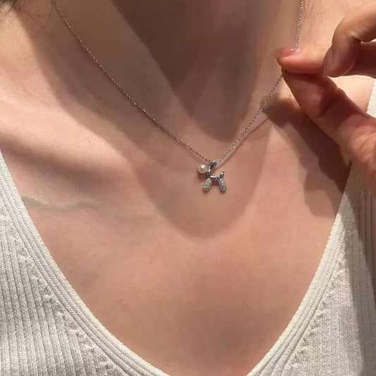 Balloon Dog Pearl Charm Necklace