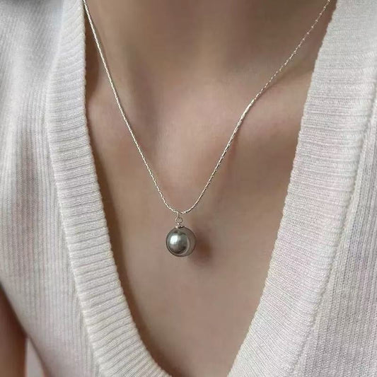 Faux Pearl  Single Pendant Necklace