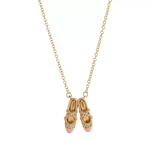Gold Pink Ballet Mini Necklace