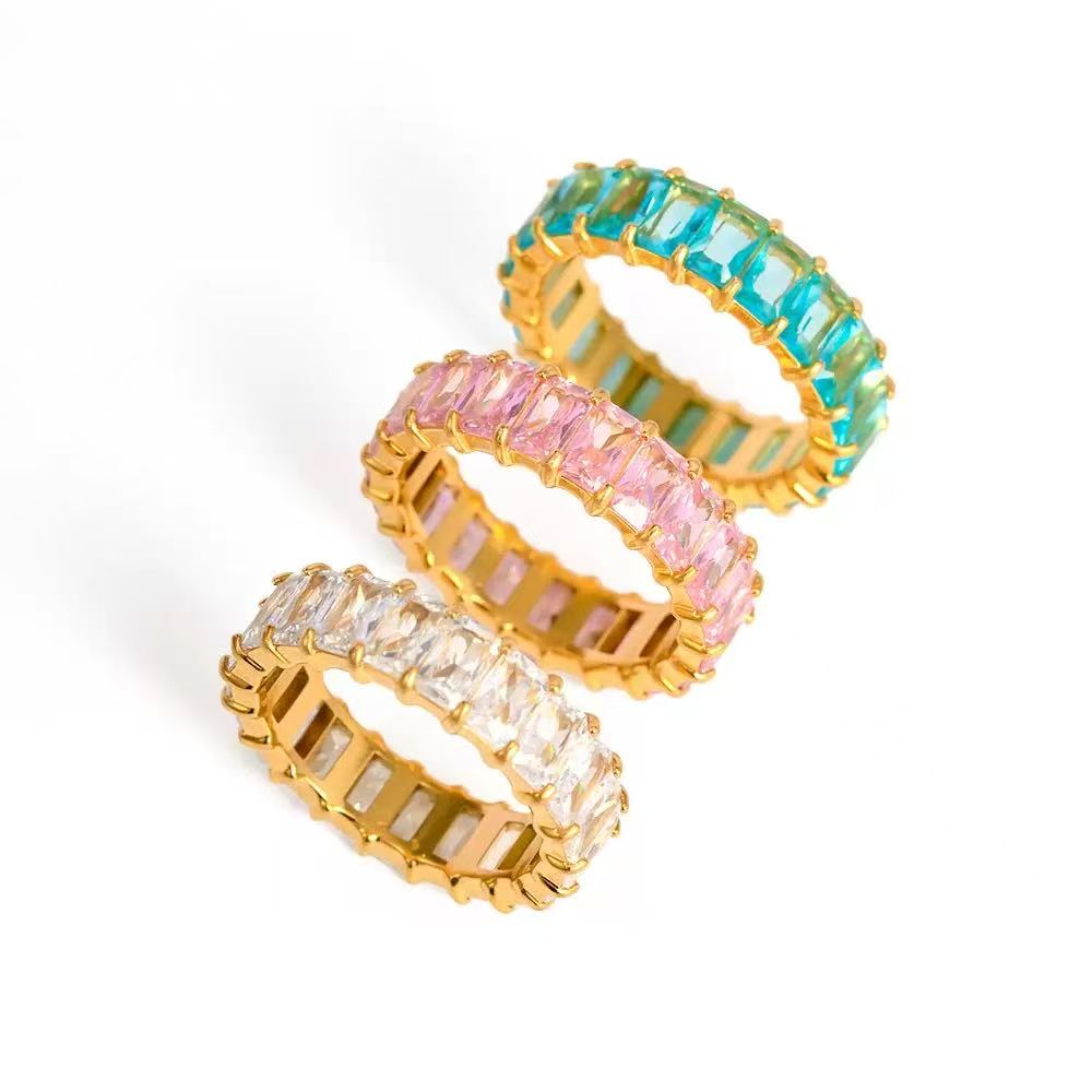 Rainbow Eternity Ring Set