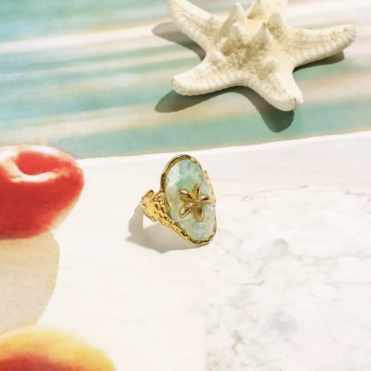 Blue Starfish Ring