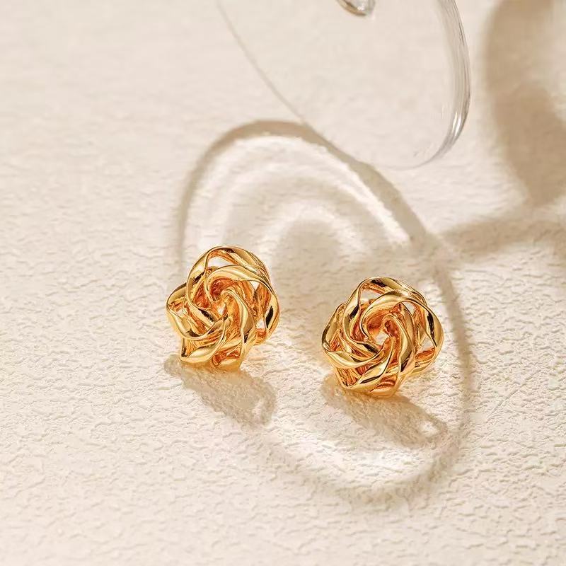 Gold Rose Earrings