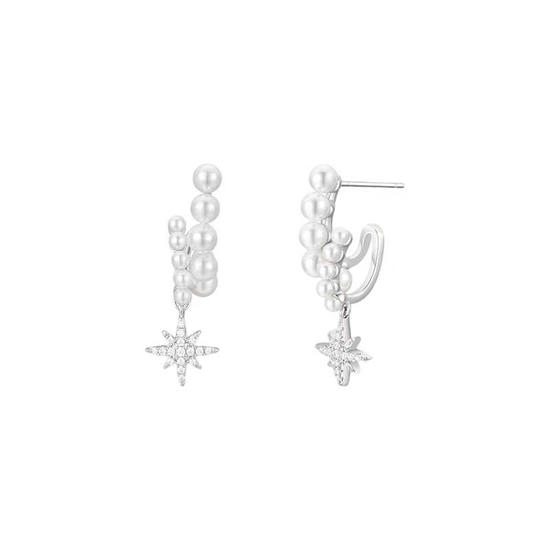 Peal Octagram Earring