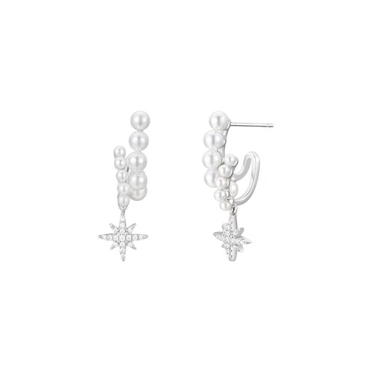 Peal Octagram Earring