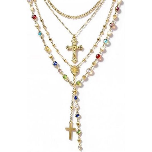 Layered Gold Cross Necklaces