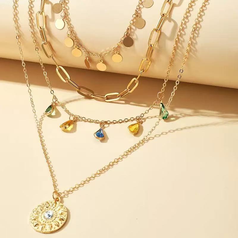 Circle Fringed Multi-layered Necklace