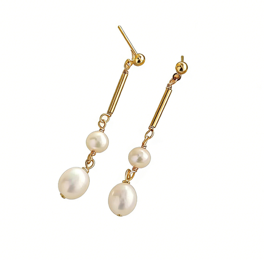 Dainty Freshwater Pearl Drop Earrings