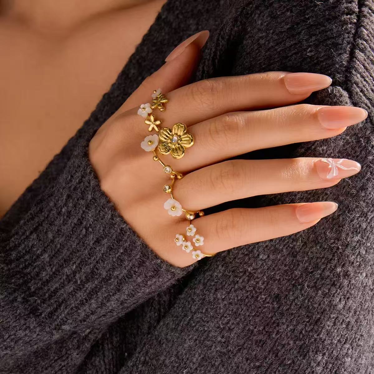 Open Enamel Petal Ring