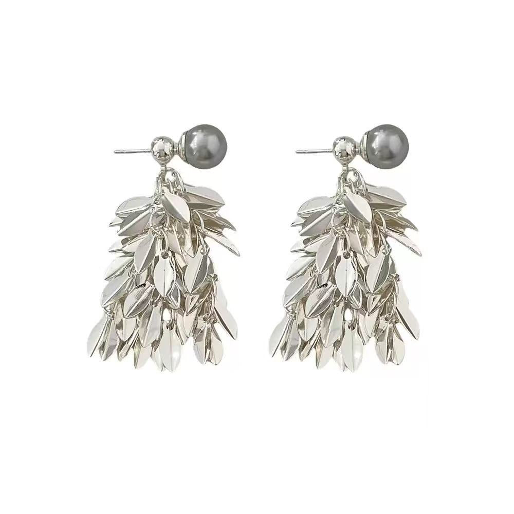 Sunlit Golden Tassel Pearls Earrings