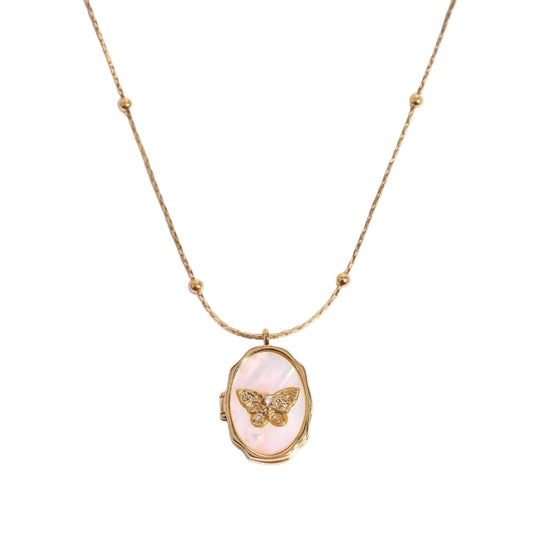 Custom Photo Butterfly Whispers Shell Locket