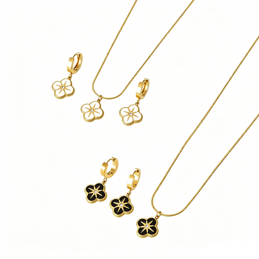 I Love Clover Necklace & Earrings Set