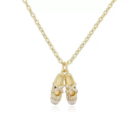 Gold Pink Ballet Mini Necklace