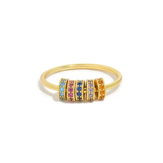 Rainbow Bead Fidget Spinning Ring