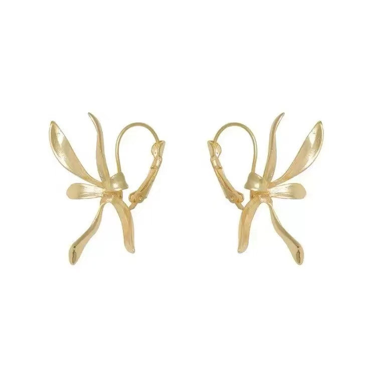 Iris Flower Hoops Earrings