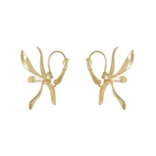 Iris Flower Hoops Earrings