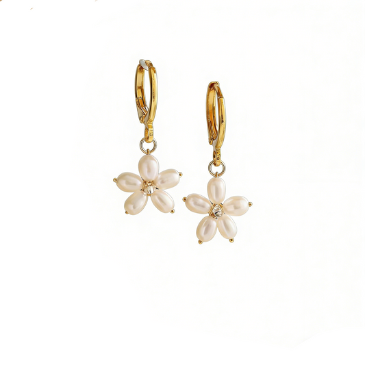 Dainty Flower Hoop Earrings