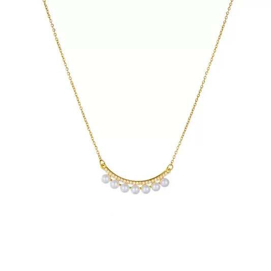 Pearl Arc Diamond Light Necklacec