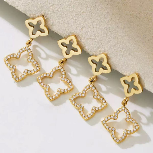 Open Clover Zircon Earrings