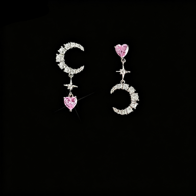 Lustrous Moon Star Earrings