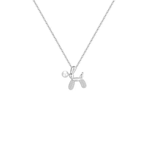 Balloon Dog Pearl Charm Necklace