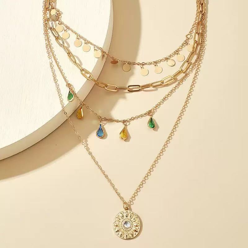Circle Fringed Multi-layered Necklace