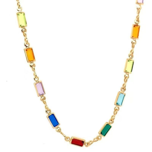 Colorful Baguette Crystal Necklace
