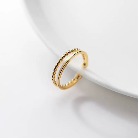 Twisted Gold Adjustable Ring