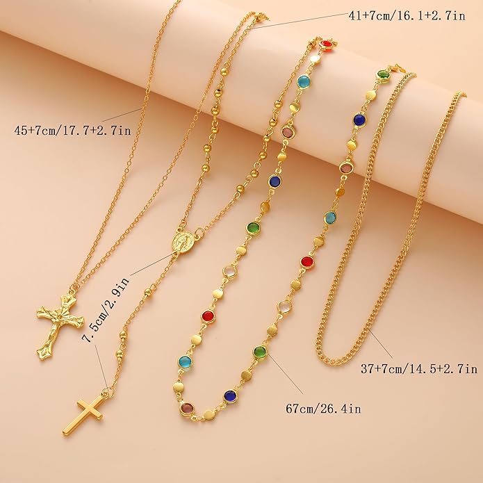Layered Gold Cross Necklaces